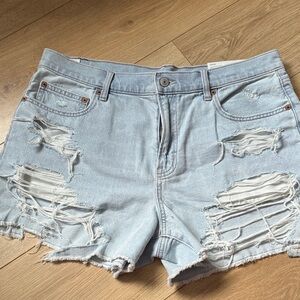 American Eagle Outfitters Light Blue Ripped Jean Shorts